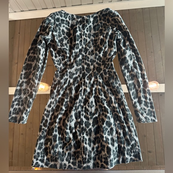 Miaou Dree Leopard Print Corset Bustier Denim Mini Dress XS - Picture 10 of 11